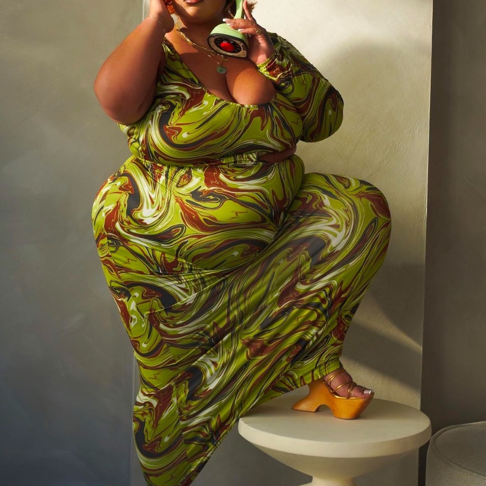 Fashion to Figure green & brown dress